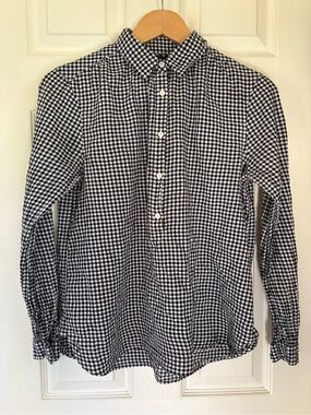 J. Crew women’s Black & White Gingham Button-Down Blouse